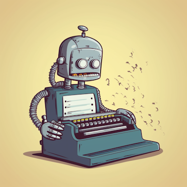 A robotic typewriter cartoon